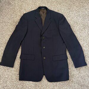 Jones New York Men's 100% Wool Suit Jacket Blazer L Large 42R Dark Navy 3-Button
